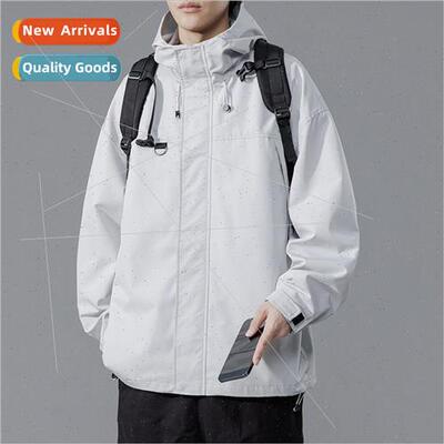 Punching jacket hooded jacket men loose solid color autumn n