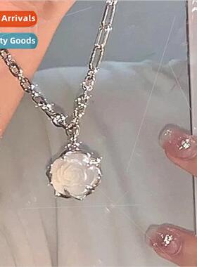 Whe ice rose flower necklace female ins tide senior gentle h