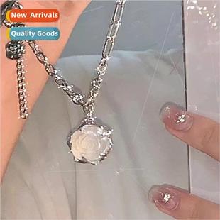 ins rose gentle senior tide female necklace flower ice Whe