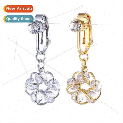 Hole-free floral pendant zirconia fake belly button clip who