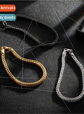 Men Hip Hop Bracelet  4.0 Square Foxtail Chain Bracelet Brac