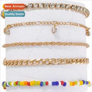 Rice Beads Anklet Fashion Wom Chain Crystal Layers Jewelry