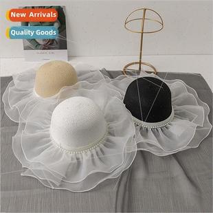 cotton dome round brim yarn female hat straw outing Summer
