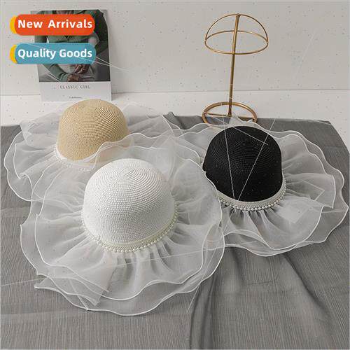 Summer outing dome straw hat female cotton yarn brim round t