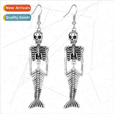 2019 new personaly retro skull earrings fish bone earrings e