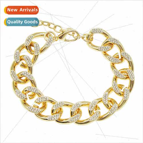 Europe ins wind alloy full diamonds Cuban chain bracelet bra
