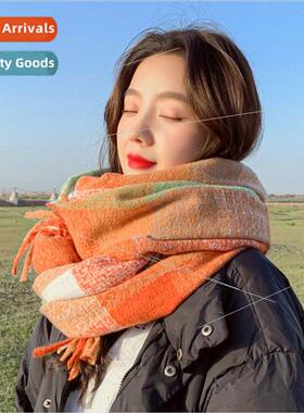 Color blocking imitation cashmere plaid scarf fall and winte