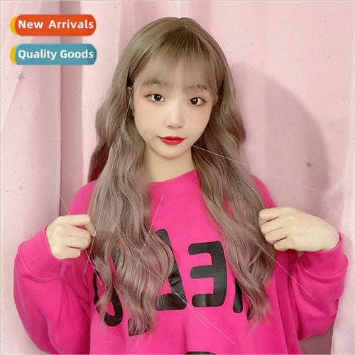 Gradient Women Wig Smokey Pink Long Curly Matte lk Wig Rose