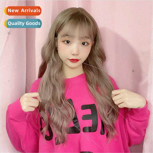 Gradient Women Wig Smokey Pink Long Curly Matte lk Wig Rose