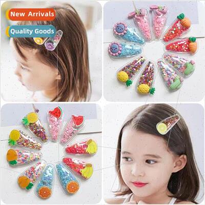 Korea new colorful quicksand transparent girls fru hairpin b