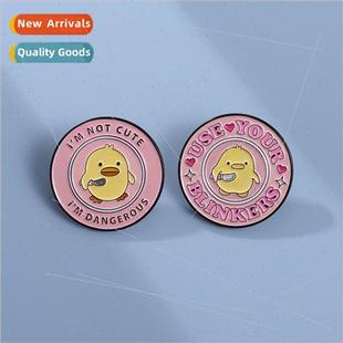 fine yellow duck che round personalised letters lapel brooch