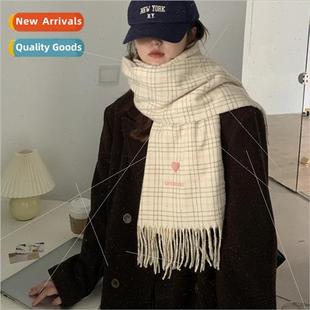 fall plaid Korean new winter 2022 female scarf knted Love