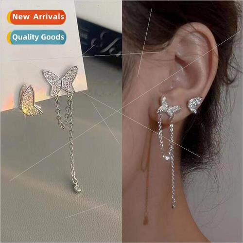 Koreasimple exquise butterfly asymmetric chain earrings earr