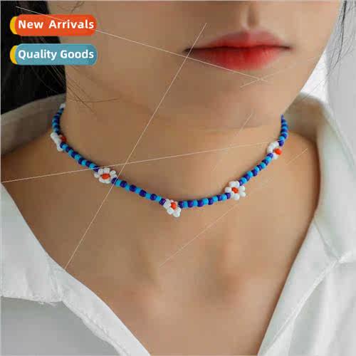 Ethnic Necklace Creative Handmade Colorful Rice Beads Weavin