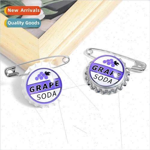 Creative Grape Soda Bottle Cap Pin Jewellery Alloy Enamel Br