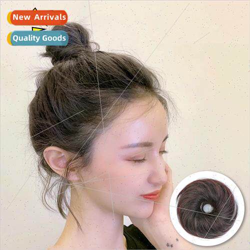 Real hair pill head wig package straight curly hair ring coi
