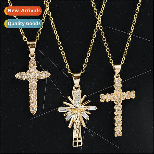 Europe new creative cross-shaped copper gold-plated diamonds