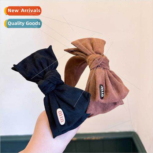 Autumn winter temperament double bow large  deerskin velvet