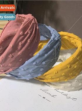 Korea ins headband dots wide edge knot cross hair band fabri