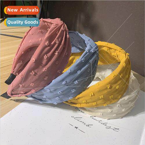 Korea ins headband dots wide edge knot cross hair band fabri