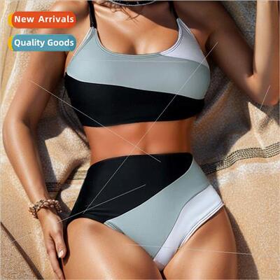 2023 New iEurope Solid Color Clash High Waist Sexy Bikini Sp