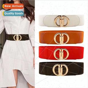 shaped buckle Europe belt retro wide women elastic