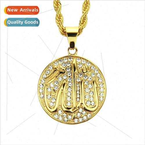 Europe new jewelry alloy diamond disc Je symbols pendant nec