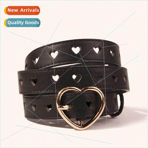Peach Heart Punch Women Belt Love Buckle Head Peplum Pant Be