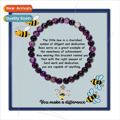 Fashion Women Jade Bracelet Heart Bee Pendant 6MM ngle Loop