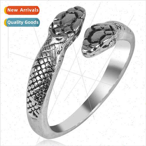 Snake double head ring male vintage ring opening adjustable