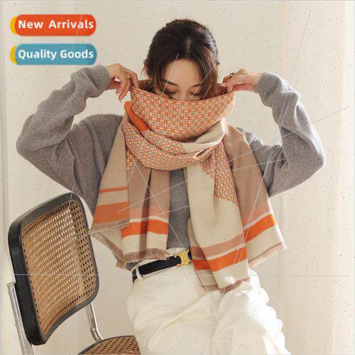 2023 fall winter new warm scarf female Korean  double-sided