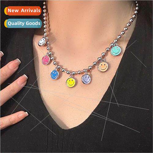 ins colorful smiley handsome pendant necklace 2023 new coupl