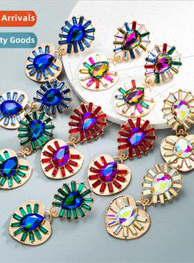 earringsEurope water drop heart shaped earrings alloy glass