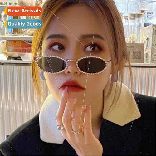 Full diamond oval frame flat glasses fashion advanced sense