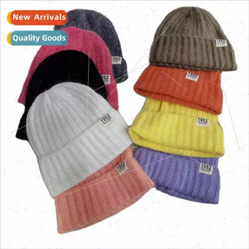 Korea 1982 patch rabbit hair wool cap childrens autumn and w