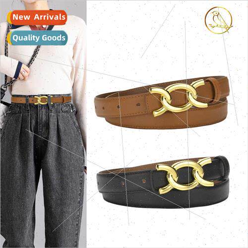 Palm grain head layer leather belt ladies smooth buckle belt