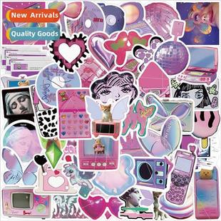 50 purple steam wave girl graffiti stickers decorative guita