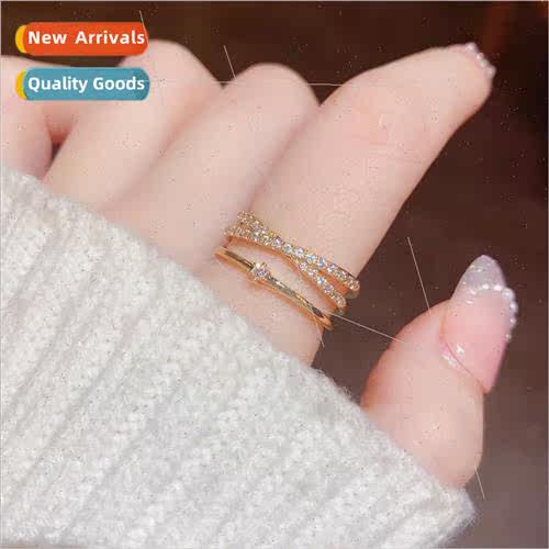 Autumn winter new zirconia double layer ring open index fing