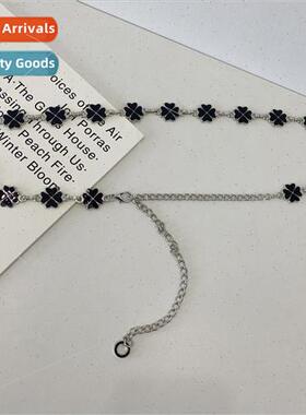 Waist Chain Women Dress Metal Black Flower Connection Small