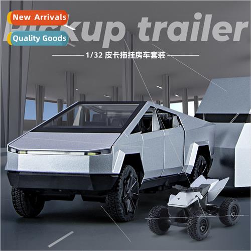 1:32 Tes pickup truck trailer caravan alloy model back to so
