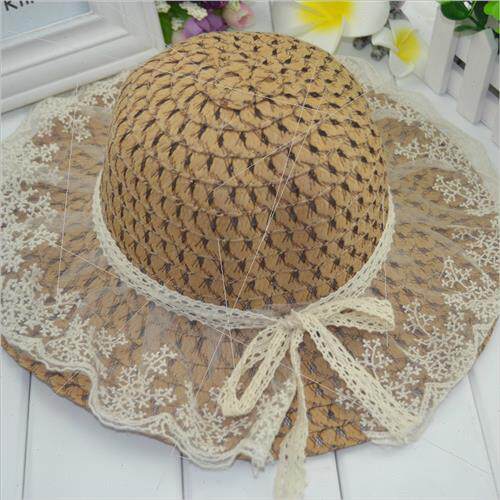 Fairy temperament sunscreen beach hat straw hat lace hat lac