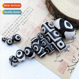 nine dzi beads three jewel loose eyed DIY Onyx handmade