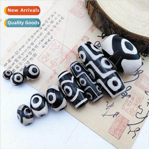 Onyx three-eyed nine-eyed dzi handmade DIY loose beads jewel
