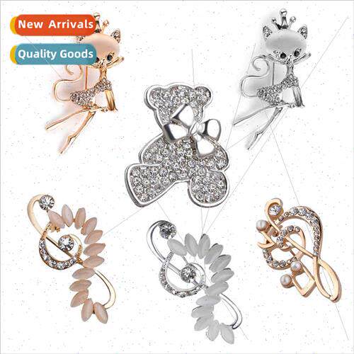 Korean jewelry new accessories bear note fox diamonds pin sh