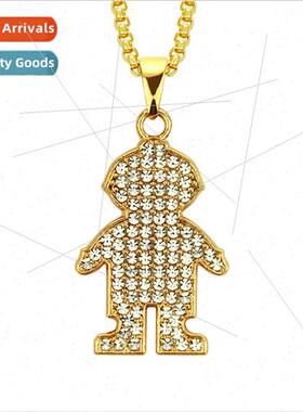 Europe Diamond Hip Hop Pendant Necklace Men Gold Plated Hiph