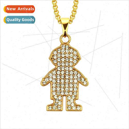 Europe Diamond Hip Hop Pendant Necklace Men Gold Plated Hiph