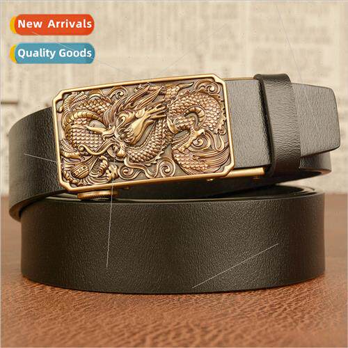 Automatic buckle dragon belt men cowhide leisure belt large