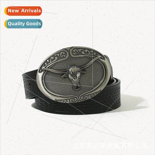 Europe antique cow head leather belt men hip hop belt wester