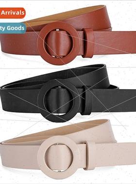 new pinless round buckle free punch ladies belt decorated je