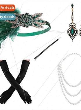 1920s Flapper Girl Dress Christmas Costume Gloves Smoking Po